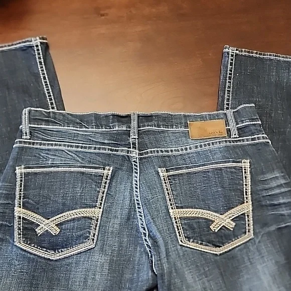 Mens BKE Carter Denim Dark Blue Straight Jeans 36S - Picture 4 of 8